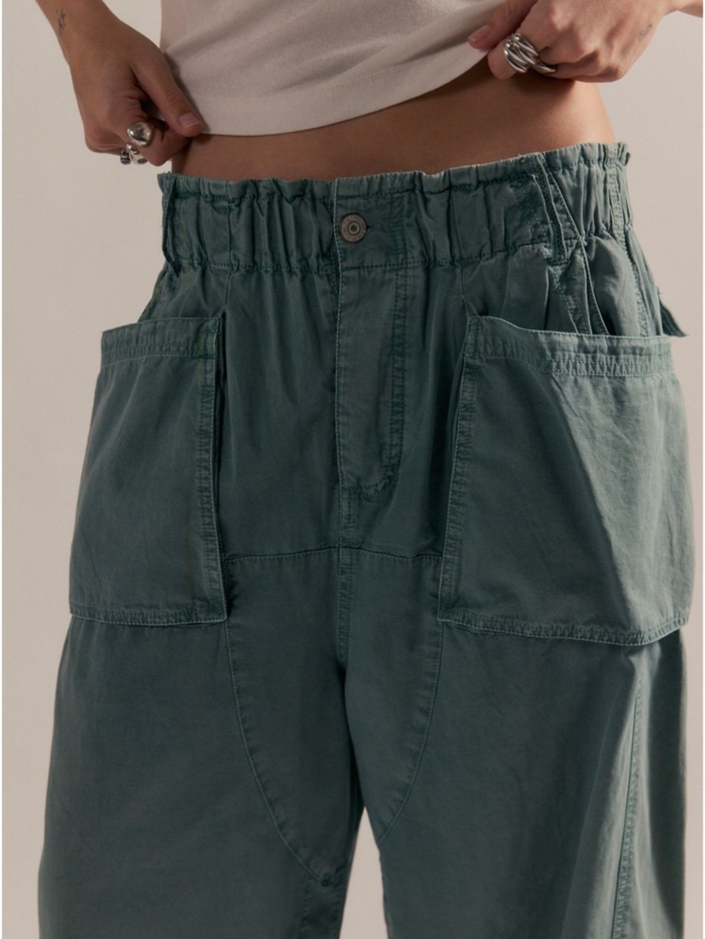 Free peopleLight Green Wide Cargo pants - Picture 4 of 12